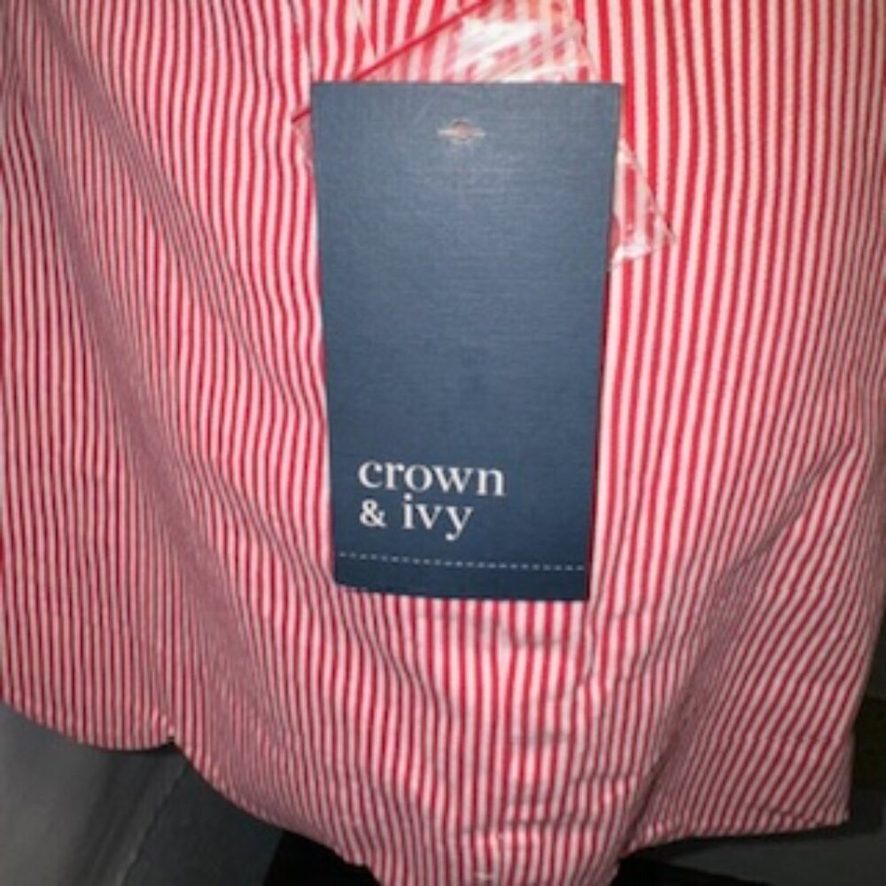 Crown & Ivy Ladies Watermelon and white striped shorts size 14 NWT. 4” inseam. S - Picture 10 of 12